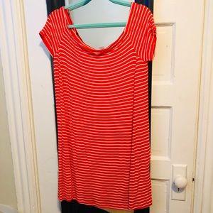 Orange and White Striped Dress